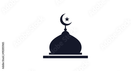 Islamic Mosque Dome Crescent Star Symbol.