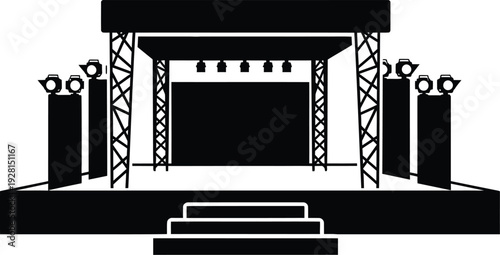Concert stage icon vector illustration. blank show stage silhouette. empty performance platform isolated on transparent background. event presentation concept