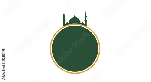 Islamic Symbol Mosque Icon Green Circle.