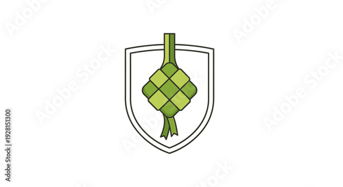 Ketupat on shield emblem symbol.