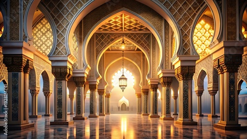 Wallpaper Mural Mosque Interior Arch With Warm Lighting Islamic Background Torontodigital.ca