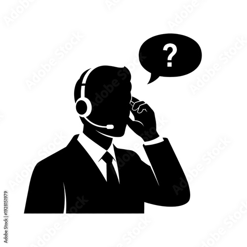 Man Wearing Headset Talking on Phone.