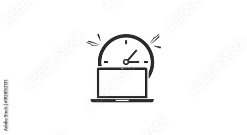 Laptop with Alarm Clock on Screen.