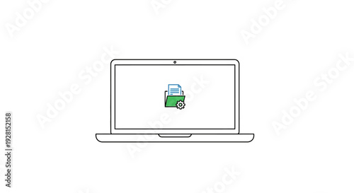 Laptop with green truck on screen.