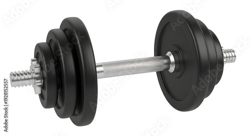 Dumbbell weight with black rubber isolated on transparent background.