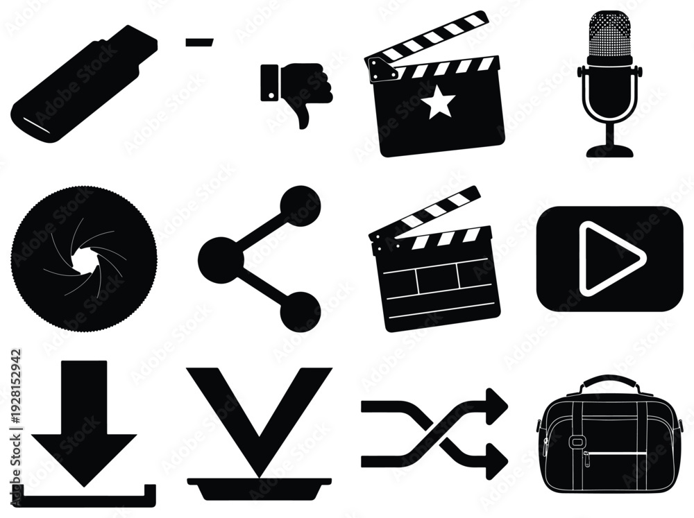 Fototapeta premium Black and White Media and Cinema Set camera