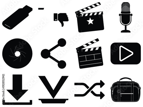 Black and White Media and Cinema Set camera