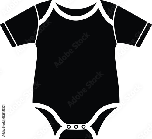 Baby romper silhouette, short-sleeved bodysuit with snap closures for infant clothing design