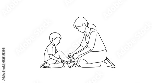 Mother and Child Bonding Moment Illustration.