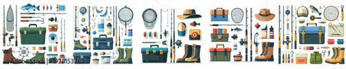 Vector of fisherman accessories