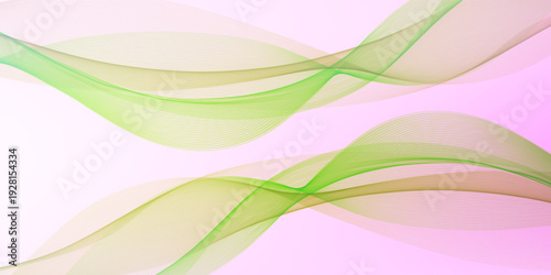 Pastel Green Pink Abstract Flowing Wave Line Background Elegant Gradient Curve Motion Modern Digital Ribbon Soft Dynamic Light Texture