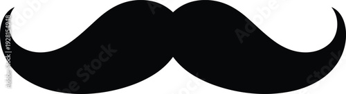 Detailed realistic black handlebar mustache vector illustration textured curled facial hair premium style isolated on white