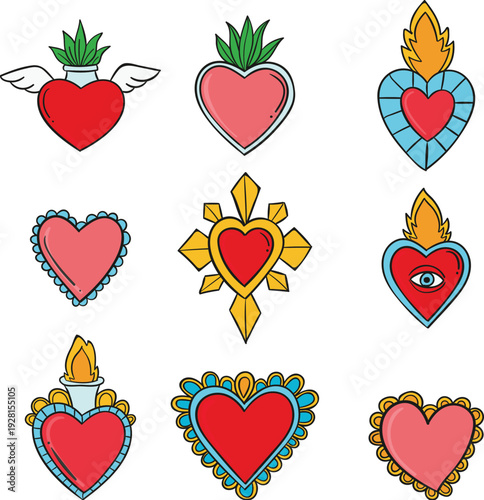Retro love banner heart with cupid bow and arrow vector