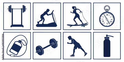 Collection of icons representing various sports and outdoor activities Vector