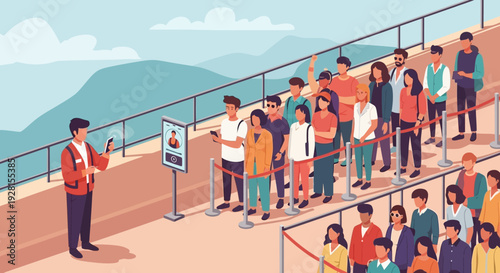 Crowd of People Waiting in Line.