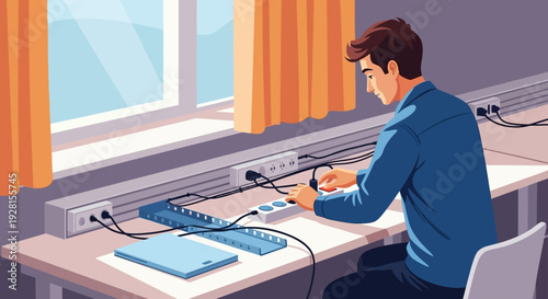 Man Working on Digital Audio Workstation.