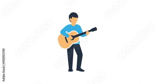 Man Playing Acoustic Guitar Illustration.