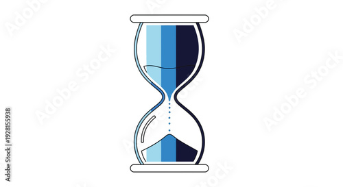 Blue Hourglass Illustration with Flowing Sand.