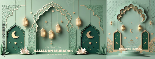 elegant islamic ramadan celebration background, Ramadhan kareem background for banner & social media template	