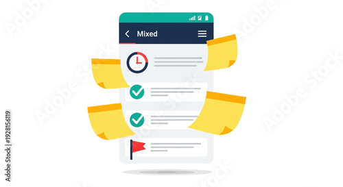 Digital Task List with Checklist and Clock.