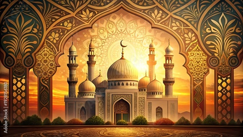 Wallpaper Mural Islamic Background With Arabic Calligraphy And Mosque Torontodigital.ca