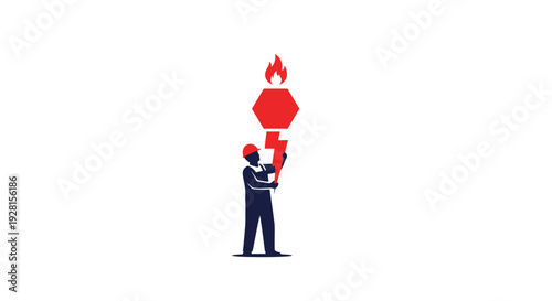 Man holding fire stop sign.