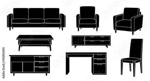 set of furniture icons