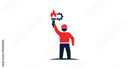 Man Holding Torch with Flame.