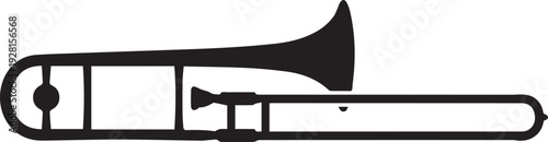 Trombone Silhouettes Side Profile Extended Slide Brass Music Icon