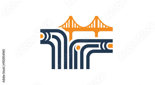 Stylized Bull Head with Bridge Logo.