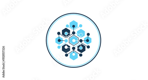 Molecular Structure Icon in Circle Shape.