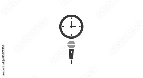 Microphone and clock icon combination.