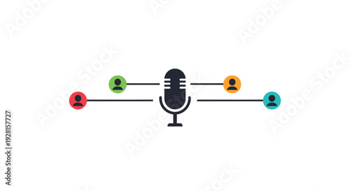Microphone with colorful wireless signals.