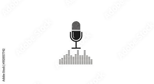 Microphone with Sound Wave Pattern.