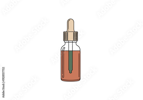 Clear Glass Dropper Bottle Filled With Amber Liquid And Dropper Cap Isolated On White Background Ideal For Cosmetics serums and essences