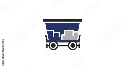 Mining Cart with Ore Simple Illustration.