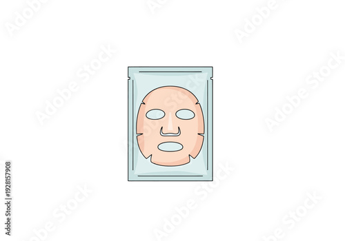 Single Sheet Face Mask Package With Clear Packaging And Cream Colored Mask Inside Isolated On White Background For Beauty Routine And Skincare