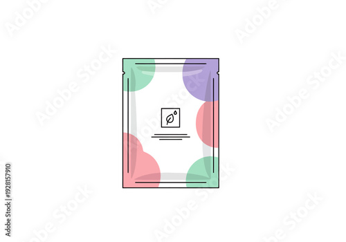 Cosmetic Sachet Packaging Design With Pastel Color Circles And Simple Icon Symbol Representing Product Content For Beauty Care