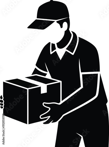 Delivery man carrying box