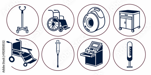 A collection of icons representing various activities and objects in a circular layout Vector