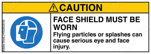 Safety sign CAUTION FACE SHIE...