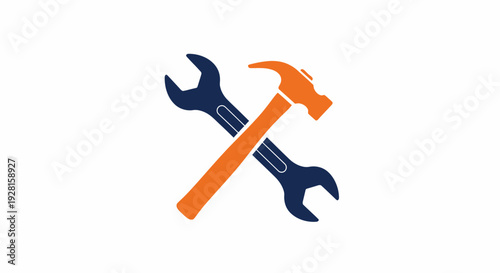 Orange hammer and crossed wrenches icon.