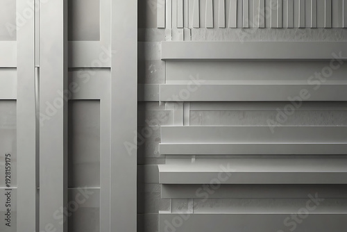 Light gray and white layered geometric panels with soft shadow depth, modern startup aesthetic