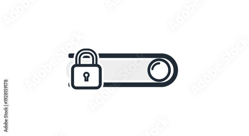 Padlock on a zipper slider closeup.