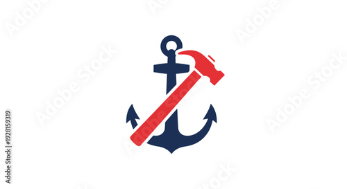 Nautical Anchor Symbol With Red Line.