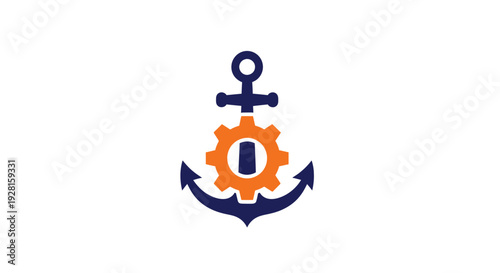 Nautical Anchor With Gear Icon.