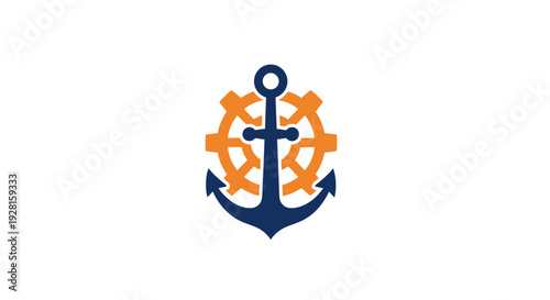 Nautical Anchor With Gear Symbol.
