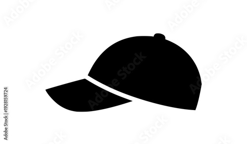 Black baseball cap side view silhouette modern vector icon