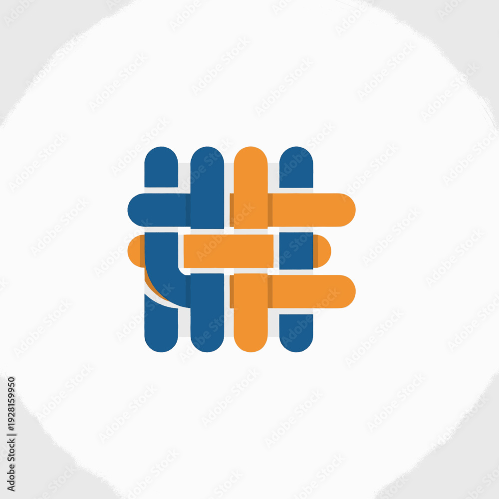 Obraz premium Abstract Blue Orange Interconnected Shapes Logo Design.