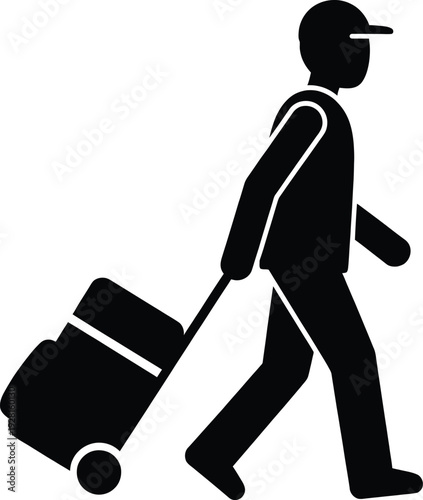Delivery man with luggage icon